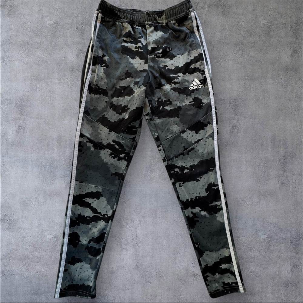 Adidas Camo Track Pants Small Grey Black Digital Camouflage FK4493 Zip Ankle